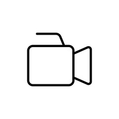 thin line video production camera icon on white background