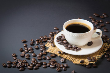 coffee cup and coffee beans
