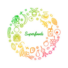 Superfoods line vector concept.