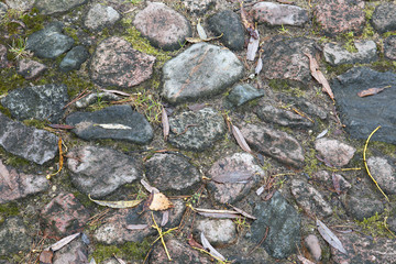 A fragment of old cobblestone road