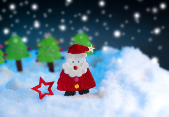 Naklejka na ściany i meble realistic origami, Christmas Santa and christmas tree with copy