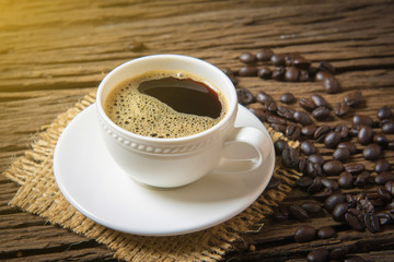 coffee cup and coffee beans