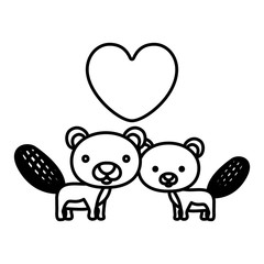 Beaver cartoon in love icon. Animal cute adorable creature and friendly theme. Isolated design. Vector illustration