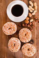 Sweet donuts with sprinkles. 