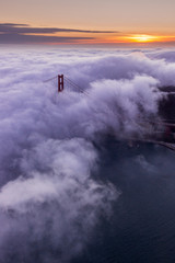 Aeriel Golden Gate Bridge Sunset