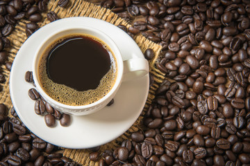 coffee cup and coffee beans