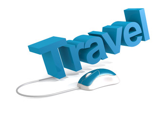 Fototapeta premium Travel word with blue mouse