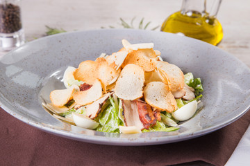 salad with ham and cracker