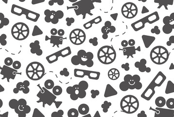 Naklejka premium Seamless pattern of movie design elements