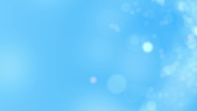 Sky blue motion background. Abstract glowing bokeh circles or sparks. 4K seamless loop animation