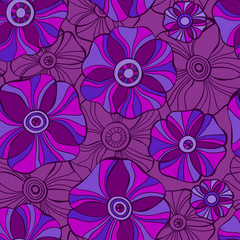 Beautiful Poppy Flowers set, Colorful Vector seamless pattern.