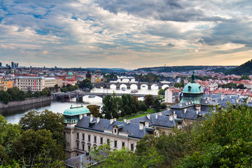 Naklejka premium Evening sunset in the old town of Prague, Czech Republic