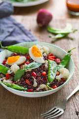 Rice with Boiled egg  and Snow pea salad
