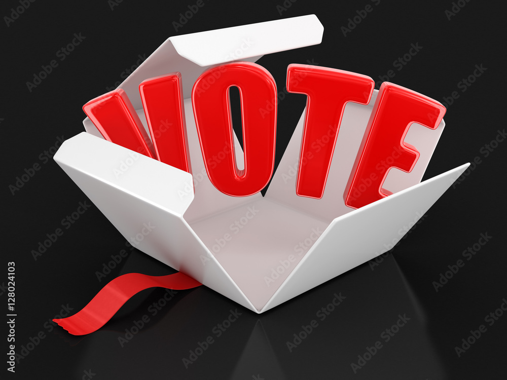 Poster open package with vote. image with clipping path