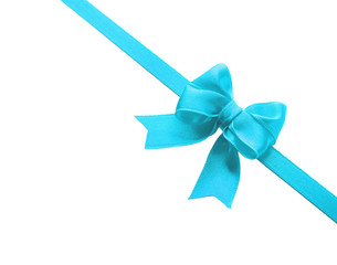 Festive ribbon bow on white background