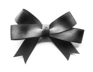 Festive ribbon bow on white background