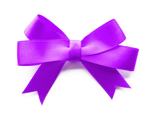 Festive ribbon bow on white background