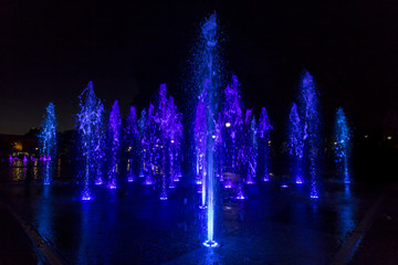 Colorfully lit fountain