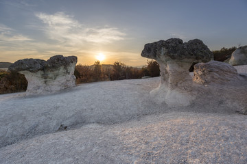 Fototapeta na wymiar Mushroom rock phenomenon at sunset