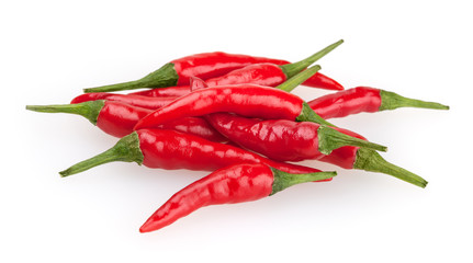 Red chili peppers isolated on white background