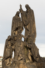 Statue of St.Methodius and Cyril in Charles Bridge, Prague