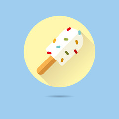 popsicle with sprinkles flat design long shadow  vector icon