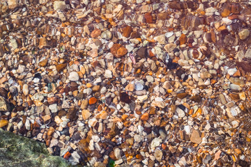 Stones under water, for the background, top view