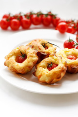 cakes with cherry tomatoes