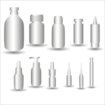 medical vials on a white background