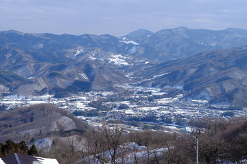宝登山山頂からの雪景色