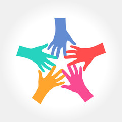 Hands represent Charity, Community and group logo design