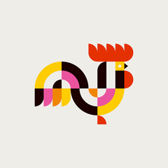 Rooster. Modern flat vector logo template or icon of cock © ussr design studio