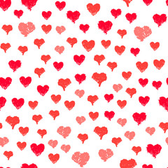 Fototapeta na wymiar Painted hearts seamless pattern vector