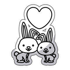 Rabbit cartoon in love icon. Animal cute adorable creature and friendly theme. Isolated design. Vector illustration