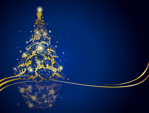 Modern golden Christmas tree