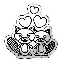 Raccoon cartoon in love icon. Animal cute adorable creature and friendly theme. Isolated design. Vector illustration
