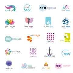 Fototapeta na wymiar Modern logo design set: logotypes for different companies, as social, environmental organization, cultural association, start-up, medical, dental, beauty, fashion, hair stylist, clinic, gym, wellness