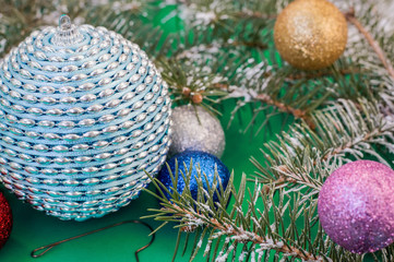 Multicolored shiny balls Christmas tree