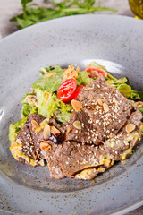 hot salad with beef