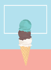 Icecream badge frozen sweets and cold summer