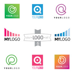 "Modern logo design set: logotypes for different companies, as web agency, start-up, software house, engineering, consulting, insurance company, management, new business, web agency, medical clinic.  