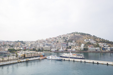Fototapeta na wymiar Old town in Turkey, ship port in Kusadasi