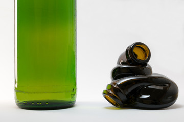 curved glass beer bottle