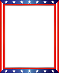 USA flag symbols frame border on white background with copy space for your text and images. American patriotic frame.
