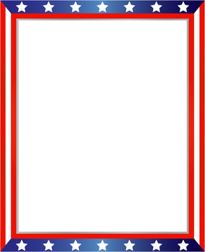 USA flag symbols frame border on white background with copy space for your text and images. American patriotic frame.