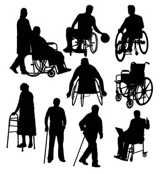 Silhouettes Activity People with Disabilities, art vector design