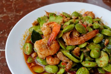 Sato fried with Shrimp, Thai food.