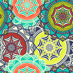 Obraz na płótnie Canvas Ethnic floral seamless pattern