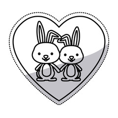 Rabbit cartoon in love icon. Animal cute adorable creature and friendly theme. Isolated design. Vector illustration