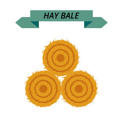 Flat dried haystack isolated on white background. Farming haymow bale hayloft vector illustration, hayrick.